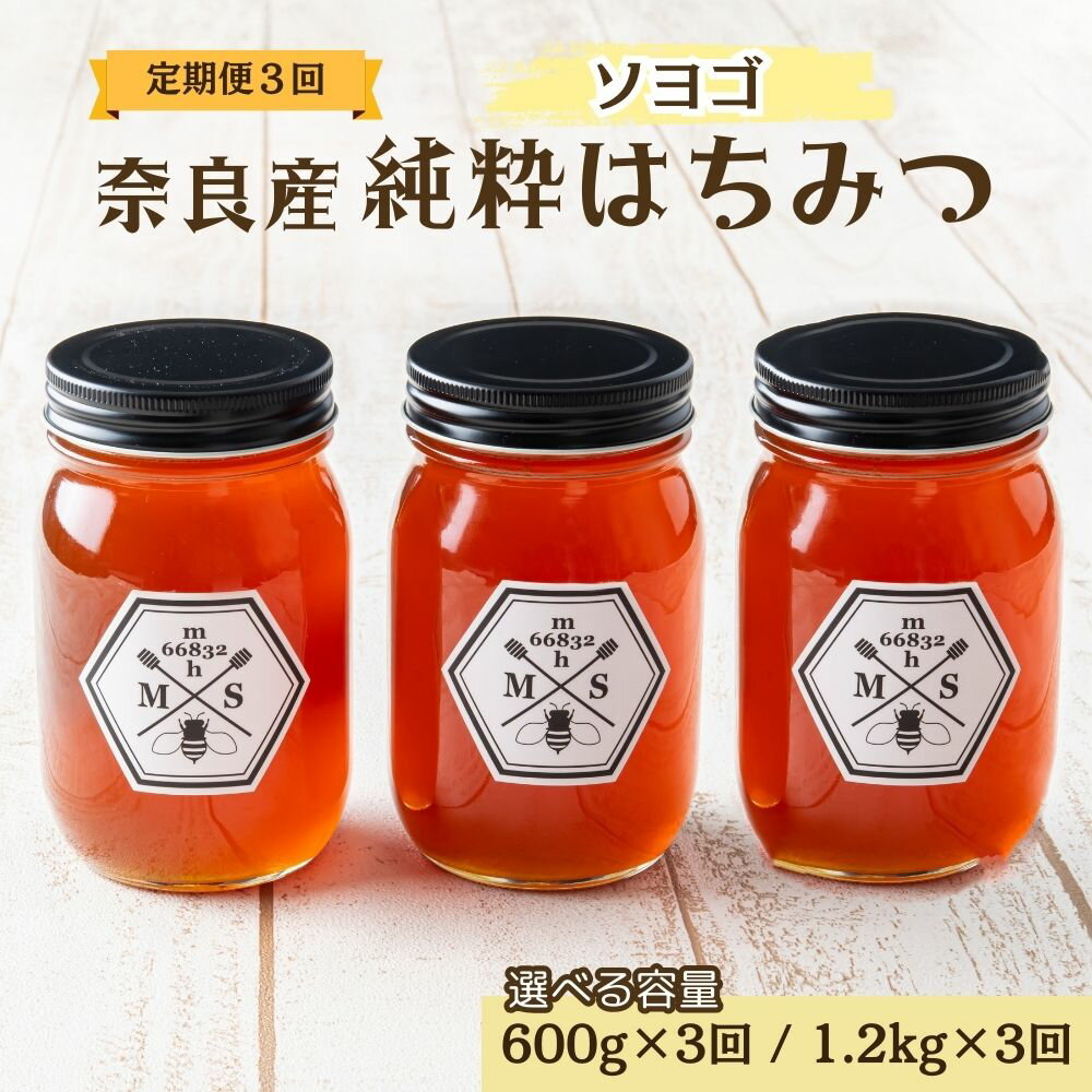 【ふるさと納税】【定期便3回】むろうはちみつ 奈良産 純粋はちみつ そよご (600g×3回・1.2kg×3回)／ 66832 室生 国産 蜂蜜 ハニー ギフト お取り寄せ ふくさきわう 奈良県 宇陀市