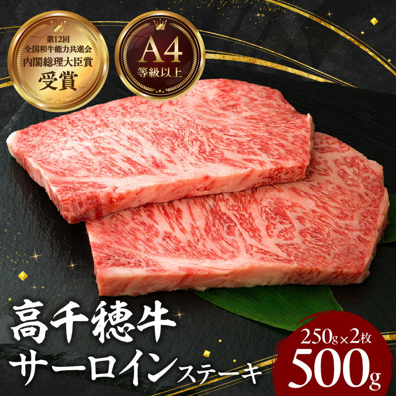 【ふるさと納税】宮崎県産 黒毛和牛 A4等級以上 高千穂牛 サーロインステーキ 250g×2枚 計500g 牛肉 肉 お肉 サーロイン ステーキ ブランド牛 和牛 国産牛 国産黒毛和牛 贈り物 贈答 ギフト プレゼント お祝い グルメ 宮崎県 高千穂町 送料無料