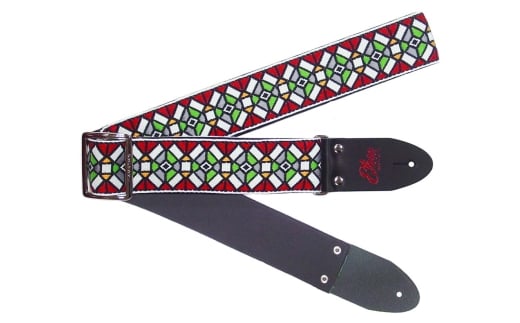 【ギターストラップ】 Elara Straps Stained Glass Red(Black) 郡上市 レザー 真鍮バックル ウルトラスエード プロ仕様 エレキ アコギ ベース Ksound 小林楽器店