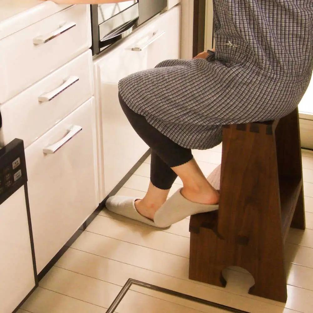 【数量限定】KITCHEN STOOL ブラックチェリー×ブビンガ キッチンスツール[AYCU014]