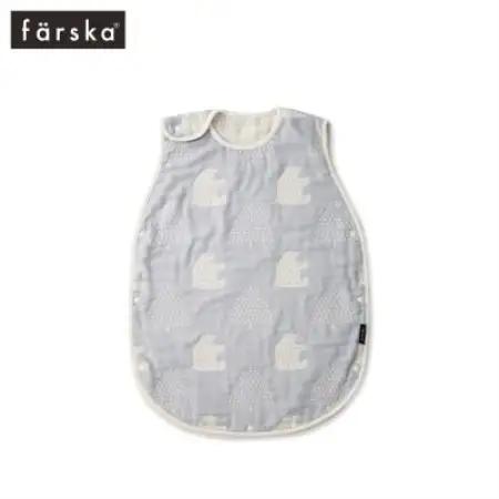 farska ファルスカ 6重ガーゼ スリーパー キッズ モリノクマ-スカイグレー【1742149】