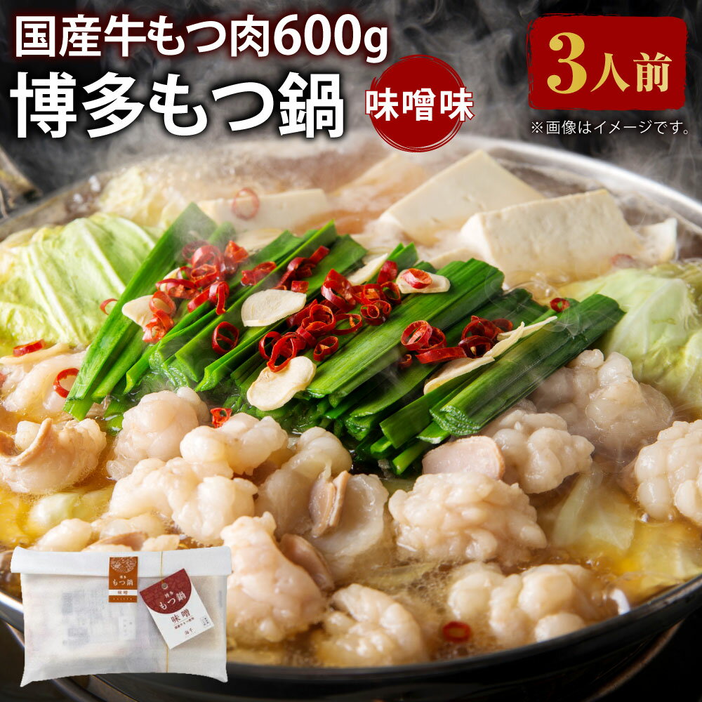 【ふるさと納税】もつ肉2倍 博多もつ鍋 味噌味 3人前 もつ600g ホルモン鍋 牛モツ鍋 モツ鍋 鍋 牛もつ スープ ちゃんぽん麺 ホルモン 小腸 味噌 みそ 九州 国産 福岡 冷凍 送料無料