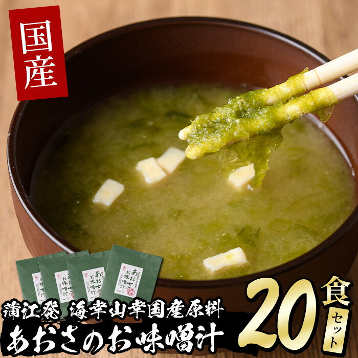 【ふるさと納税】 国産　あおさのお味噌汁 (20食) あおさ 海藻 味噌汁 おみそ汁 生みそ インスタント 常温 常温保存 大分県 佐伯市 防災【DE05】【安部水産 (株)】