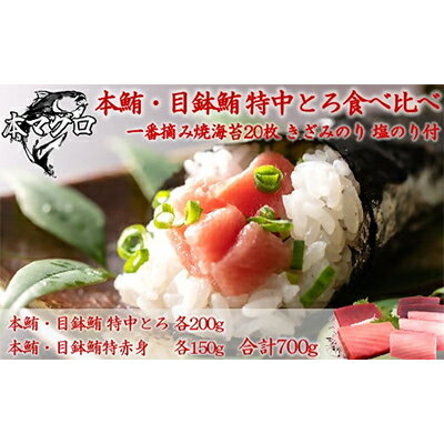 【ふるさと納税】05-15 2種の中とろ・赤身食べ比べと一番摘み海苔で楽しむ手巻き寿司セット【複数個口で配送】【配送不可地域：離島】【4014514】