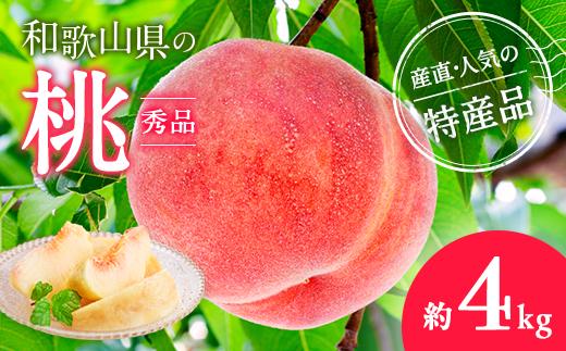 
【産直・人気の特産品】和歌山の桃　約4kg・秀品◇ ｜ もも モモ 桃 国産 フルーツ 果物 果実 お取り寄せ ギフト デザート スイーツ 贈り物
※2025年6月下旬～8月上旬頃に順次発送予定
※北海道・沖縄・離島への配送不可
