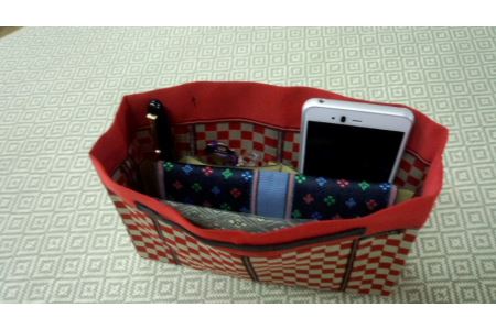 SA0220　【畳の縁で制作】バッグインバッグと名刺・カードケース（市松）