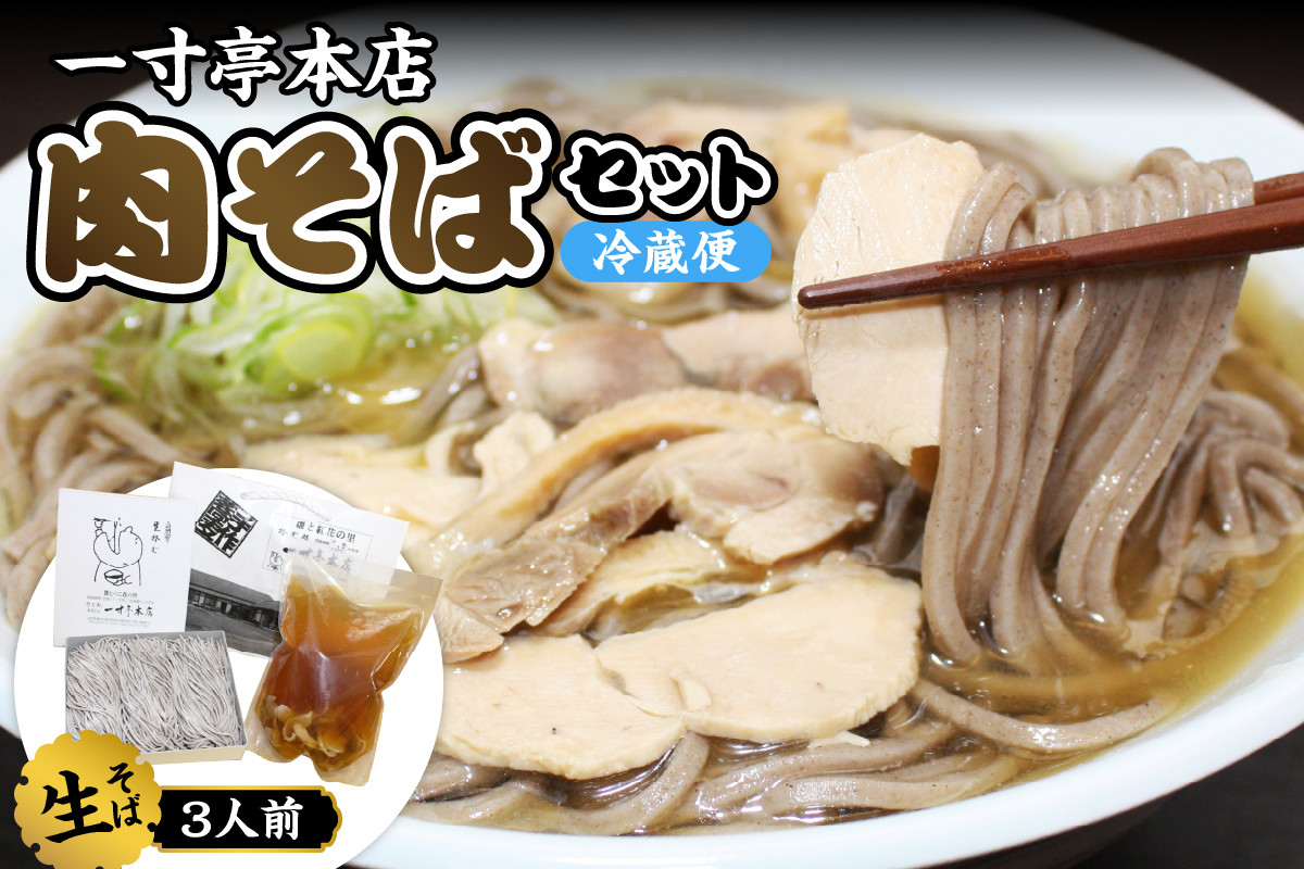 
            【一寸亭本店】 冷たい肉そば 3人前（190g×3束） 山形県 河北町 谷地 生そば 有名店 肉そば 自宅 贈答 冷たい ご当地 一寸亭  ka077-001g　
          