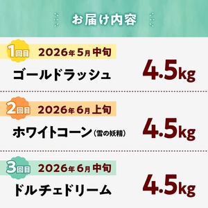 【3回定期便】※令和8年発送※ 大山さんちのスイートコーン3種（4.5kg） 【 先行予約 数量限定 期間限定 スィートコーン 2026年発送 先行受付 宮崎県産 九州産 定期便 】