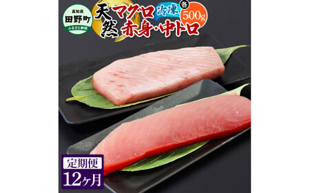 天然マグロ（赤身・中トロ 各500g）12ヶ月定期便