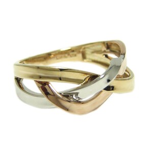 PT900/K18イエローゴールド/K18ピンクゴールド 3カラー地金デザインリング【 KN33604 】