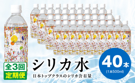 【定期便】シリカ水 500ml 40本×全3回