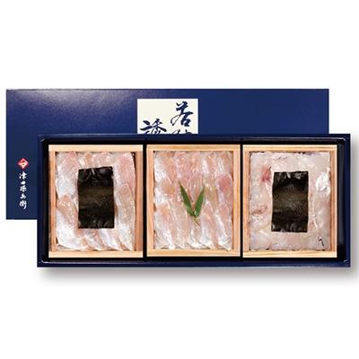 ふるさと納税 小浜市 熟成して美味しくなった時に瞬間凍結。小鯛笹漬、ノドグロ、ヒゲタラ昆布締、かぎ孫女将一押しの技の集大成