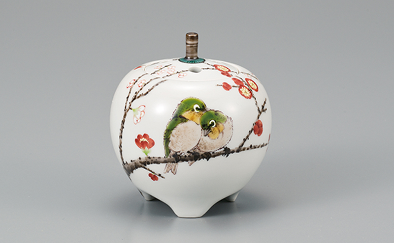 3号香炉　紅白梅に鳥　中村陶志人 民芸品 工芸品 雑貨 日用品 インテリア 香り 小物 