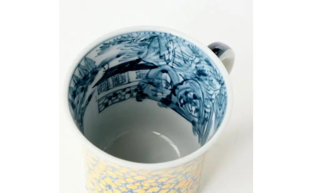 【たち吉】山水山吹文マグ 京都 マグ 陶芸品 人気 おすすめ