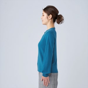 日本製 カシミヤ100% レディース クルーカーディガン ダークグリーン Sサイズ [2669]