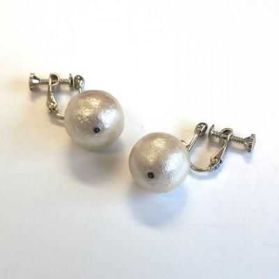 ふるさと納税 和泉市 コットンパールイヤリング(14mm・アイボリー)