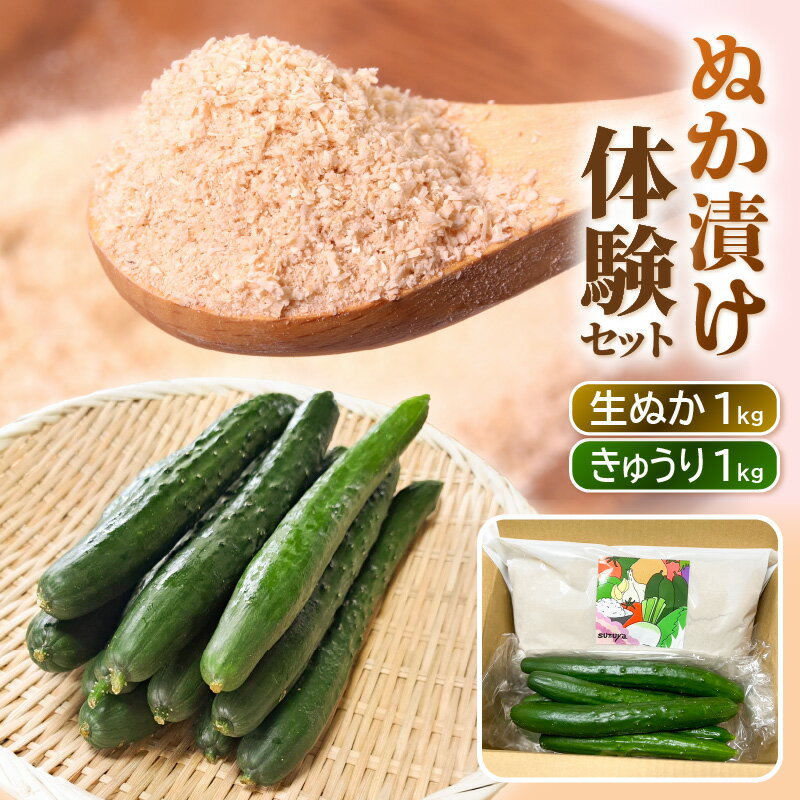【ふるさと納税】【先行予約】【訳あり】「SunSun きゅうり」1kg×福井県産コシヒカリ米 beautiful生ヌカ 1kg ぬか漬け体験セット 【2025年7月上旬より順次発送】【野菜 キュウリ 国産 なま 糠 米糠 家庭菜園 園芸 ぬか床 肥料 たけのこ あく抜き 7000円 送料無料】