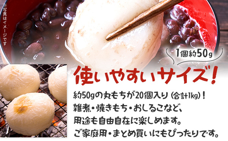 白もち 杵つきもち 20個 1kg  11月上旬頃より順次出荷予定 自家製米 ひよくもち米 杵つき 丸餅 お雑煮 おしるこ 焼き餅 焼きもち ぜんざい 福岡県 福岡 九州 グルメ お取り寄せ