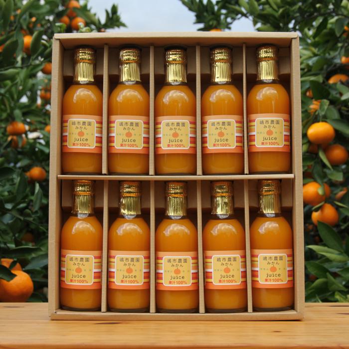100％ みかんジュース 200ml 合計10本 セット ストレート 無添加 嶋市農園 ｜ 和歌山有田 丸絞り 和歌山 有田 国産 果汁
