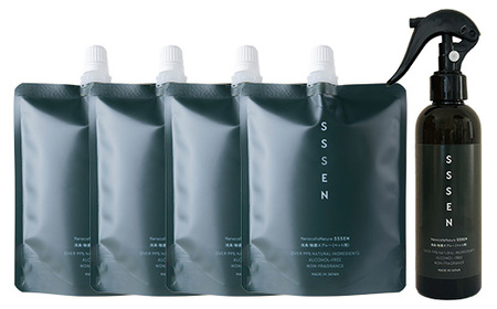 ナノコロナチュレRSSSENペットスプレーセット(ボトル200ml×1、詰替用パウチ180ml×4)　ペット　ペット用スプレー　詰め替え用ペットスプレーセット　天然成分でペットに直接スプレーしても安心