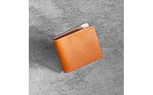 栃木レザー使用｜やわらか本革二つ折り財布｜Half wallet 02C｜キャメル｜minca（全7色）