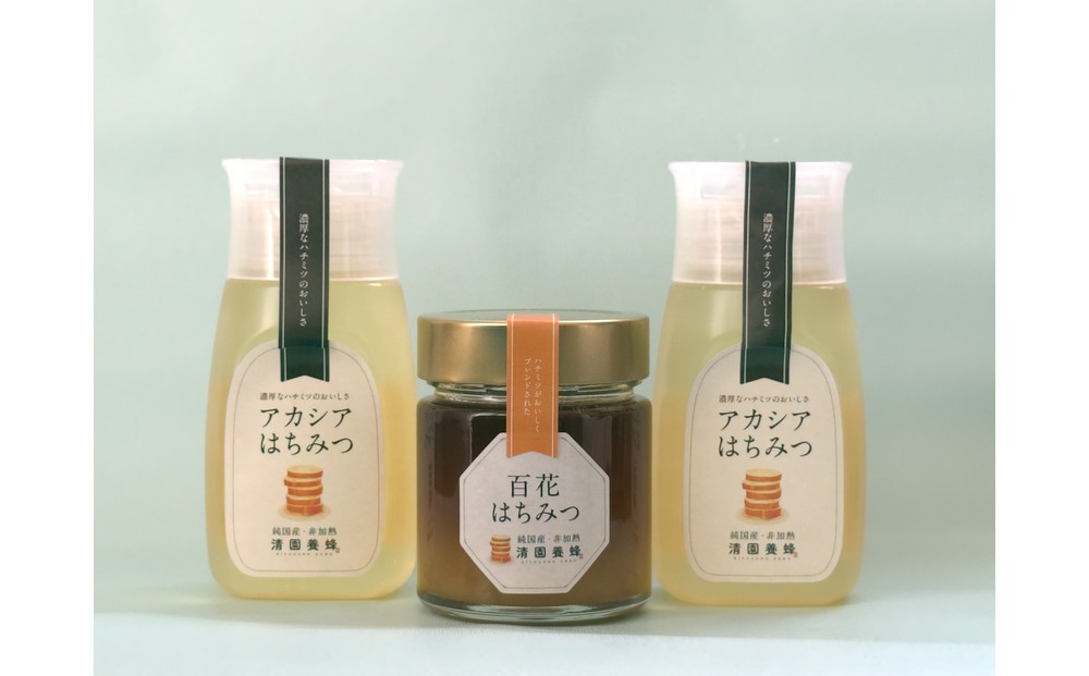 
                  はちみつセット(アカシア300ｇ×2＆百花200ｇ)
                