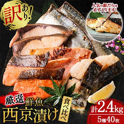 ふるさと納税 八代市 【訳あり】 厳選 鮮魚 西京漬け 2.4kg 銀だら入り 40枚 西京焼き 4切れ×10袋