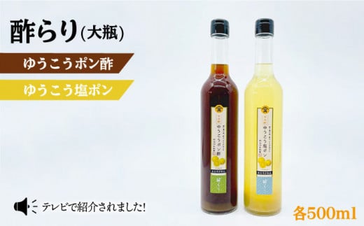 ゆうこう ポン酢 ＆塩ポン 大瓶2本セット＜川添酢造＞ [CDN037]  長崎 西海 酢 飲む酢 ビネガー 果実酢 ポン酢 調味料 酢 贈答 ギフト セット