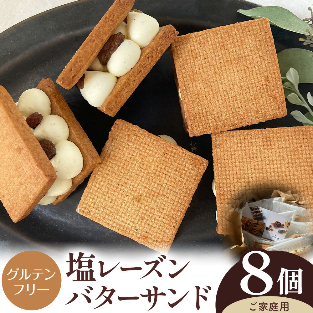 【ふるさと納税】簡易包装 グルテンフリー 塩レーズンバターサンド 8個 Lagom《30日以内に出荷予定(土日祝除く)》合同会社Nami to Tsubu 焼き菓子 レーズン レーズンサンド スイーツ バターサンド お菓子 デザート 家庭用 おやつ 和歌山県 岩出市