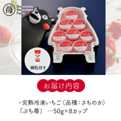 ふるさと納税 宇土市 熊本県宇土産 完熟冷凍いちご「ぷち苺」8カップ in くまモン 練乳付き 園村苺園 |  | 01