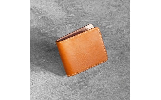 栃木レザー使用｜やわらか本革二つ折り財布｜Half wallet 02C｜キャメル｜minca（全7色）