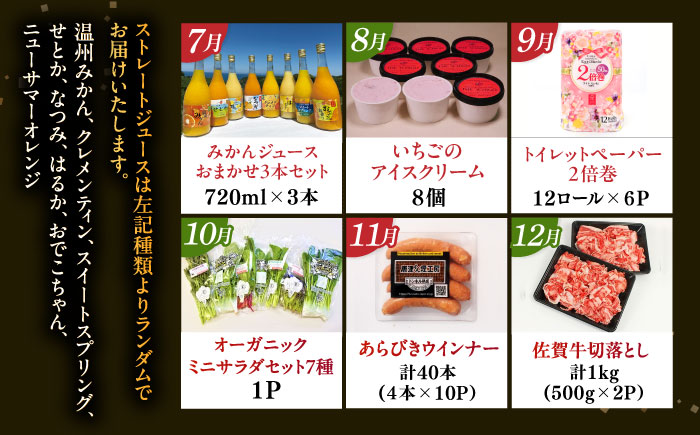 【全12回定期便】佐賀県の事業者を応援！佐賀県プレミアム定期便 / たまご 米 いちご 海鮮 肉 トイレットペーパー / 佐賀県ふるさと納税 [41AAZZ016]