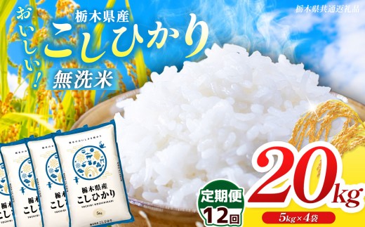【栃木県共通返礼品】【先行予約】【令和8年度産】【定期12回】訳あり 栃木県産コシヒカリ  無洗米 5kg×4 20kg | 定期便 選べる ふるさと 納税 コシヒカリ とちぎの星 お米 精米 無洗米 ごはん ご飯 主食 日本米 kome 栃木県 共通返礼品 那珂川町 送料無料