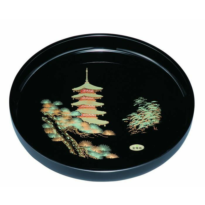 【ふるさと納税】葵丸盆 五重の塔（金蒔絵） ［YG464］ | 工芸品 日用品 キッチン お盆 送料無料 おすすめ 人気