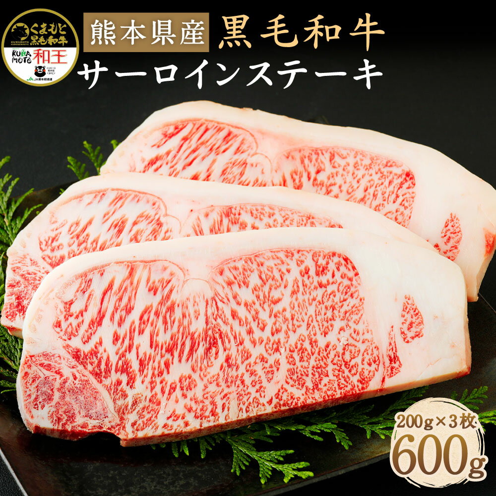 【ふるさと納税】和牛 和王 サーロインステーキ200g 3枚 合計600g 熊本県産 黒毛和牛 牛肉 ステーキ 九州産 国産 菊池市 送料無料《90日以内に出荷（土日祝を除く）》