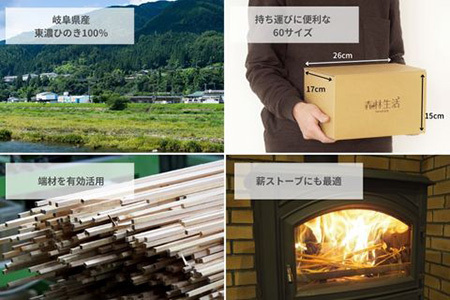 森林生活 焚き付け 東濃ひのき 焚き火 薪ストーブ 火起こし キャンプ 着火剤として 約1.6kg【飛騨フォレスト】【43-23】