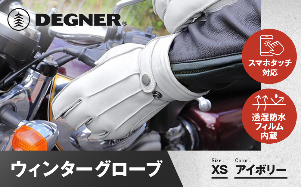 【デグナー】ウィンターグローブ [WG-34]アイボリー〈XSサイズ〉［ 京都 八王子 革 手袋 レザー グローブ バイクギア ブランド 大好評 人気 おすすめ 牛革 ツーリング ライダー バイカー バイク パーツ お取り寄せ 送料無料 ふるさと納税 ］ 261009_A-JR090VC01