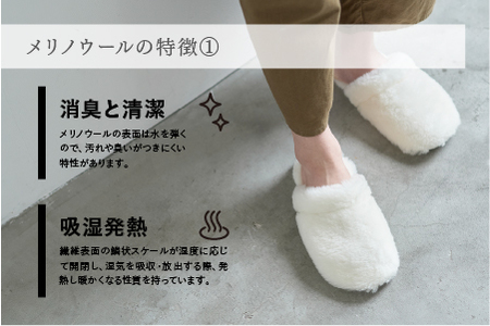 メリノウールの恵みを足元に。ふわふわに包まれる【SERENE】勿体無いから生まれたスリッパ Lサイズ～27cmまで LP-036LIV [4052]