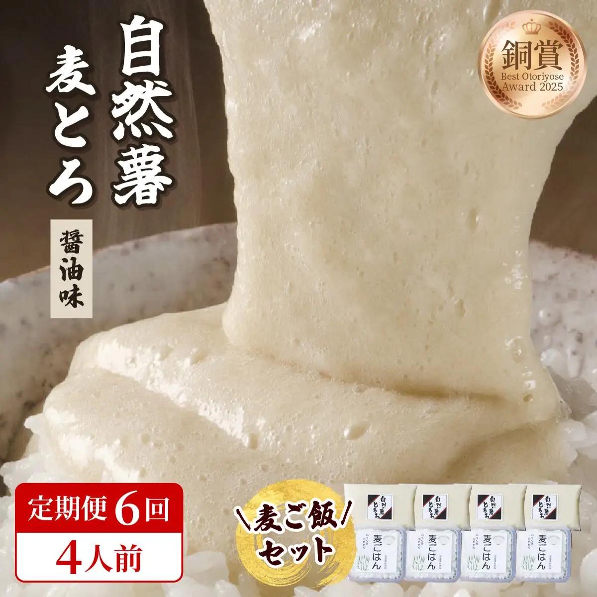  ＜定期便・全6回＞味付け不要！本格自然薯麦とろセット（4人前）