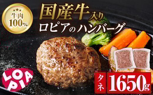 
            ロピア 牛肉100％ 国産牛入りハンバーグ (タネ：1650g) 春日市限定 牛肉 味付け肉 下味付き ロピア LOPIA 味付け 惣菜 おかず 冷凍 焼くだけ タネ ＜離島配送不可＞【ksg1867】【ロピア】
          