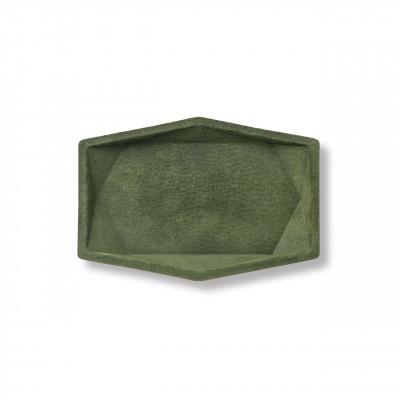 ふるさと納税 富山県 colm多角形レザートレイL オリーブ「立体成型してつくった本革製多角形トレイ」