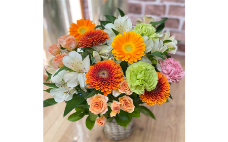 No.490 （イエロー系）Lサイズ 癒し生活！季節のおまかせフラワーアレンジメント