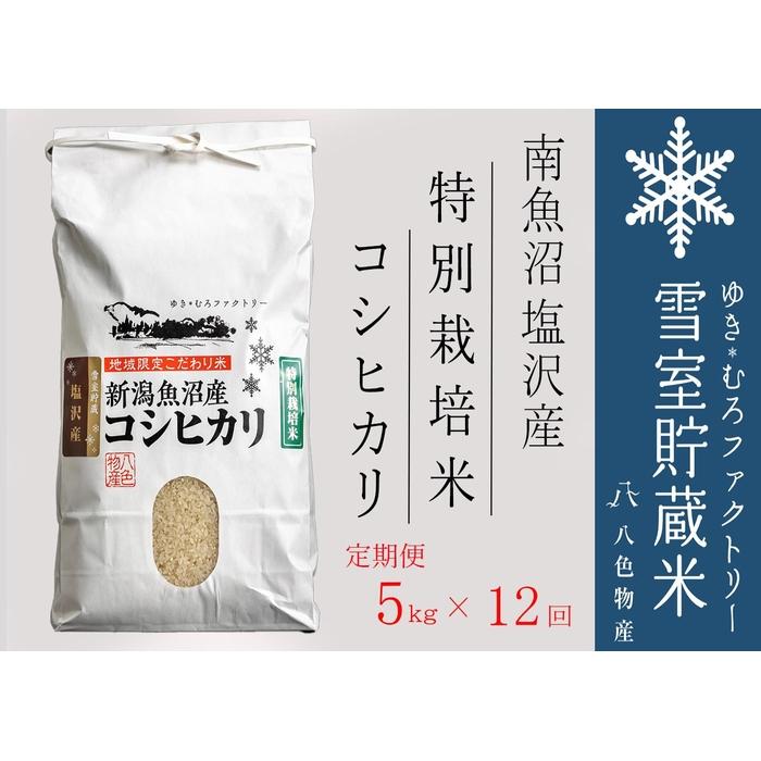【ふるさと納税】【令和7年産新米予約】特別栽培【定期便5kg×12回】雪室貯蔵米 南魚沼塩沢産コシヒカリ【2025年10月下旬より順次発送予定】 | お米 こめ 白米 食品 人気 おすすめ 送料無料