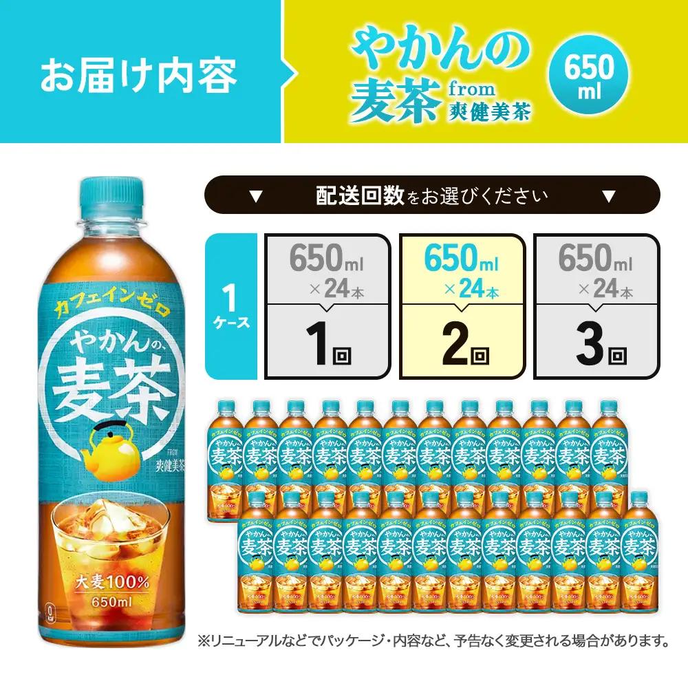 【2回定期便】やかんの麦茶 from 爽健美茶 PET 650ml 24本×2回 合計48本 2ヶ月【コカコーラ】麦茶 アウトドア 日本茶 お茶 むぎ茶 ペットボトル カフェインゼロ ノンカフェイン 