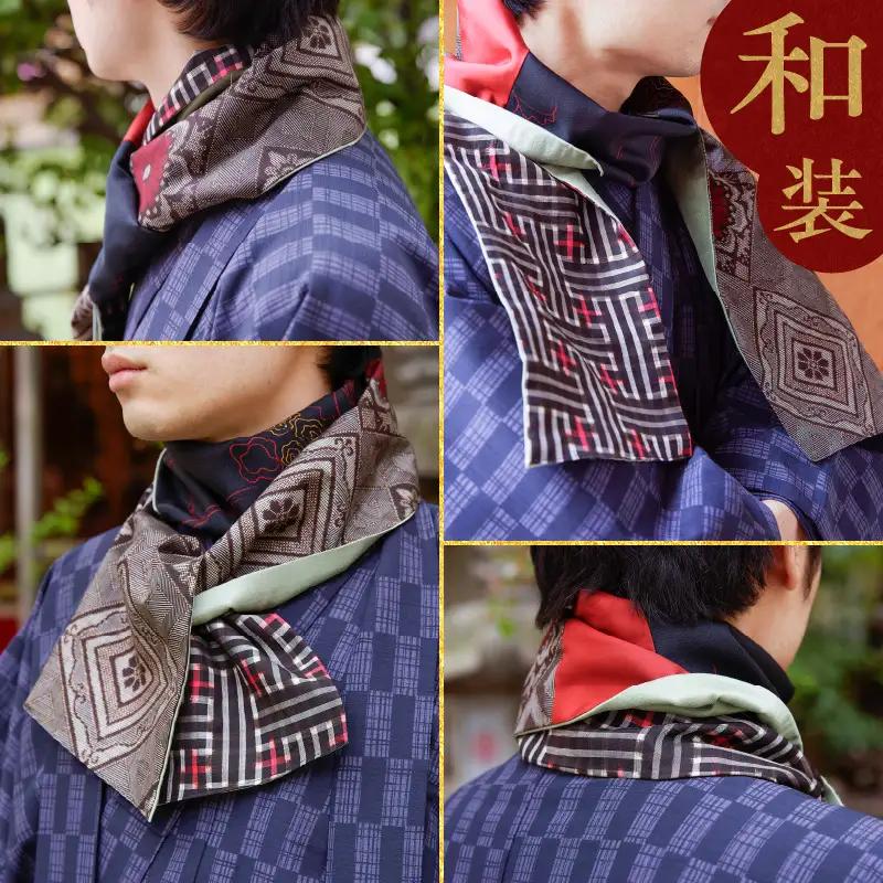 【 5営業日以内に発送 】 大島紬 スカーフ （ 赤 ） K275-003_01 ストール シルク 絹 男女兼用 ユニセックス 柄 オールシーズン 日除け 日焼け対策 おしゃれ 防寒 手洗い 和装 洋