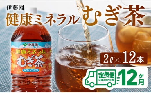 【12ケ月定期便】伊藤園 健康ミネラル むぎ茶 2L×6本×2ケース PET【お茶 麦茶 ムギ茶 飲料 ソフトドリンク ペットボトル 全12回】