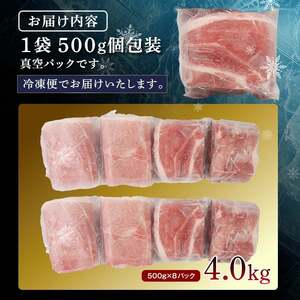 北の凍れ豚スライス4kg（500g×8) 8月発送 豚肉 小分け 北海道産 大容量 しゃぶしゃぶ 冷凍 お肉 北海道十勝更別村 F21P-1042