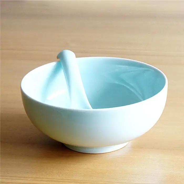 【白山陶器】【2人分の食器】丼とレンゲ4ピースセット 青白釉 どんぶり 食器 皿 【波佐見焼】 [TA66]