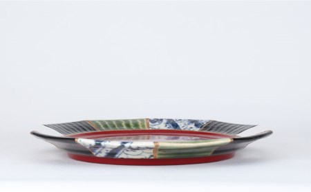 【美濃焼】漆陶 つなぎプレート(21cm) 赤【宗山窯】  食器 プレート 皿 丸皿 和モダン 陶器 和風 ワンプレート メインディッシュ レッド 送料無料    [MBI030]