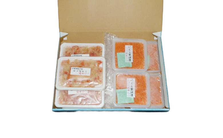 いくら醤油漬け80g×4P・ボイルたらばがに剥き身100g×3P F-42011
